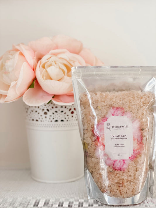 Sels de bain avec pétales de pivoine